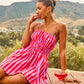 Island Poise Striped Fit And Flare Mini Dress OMFORT