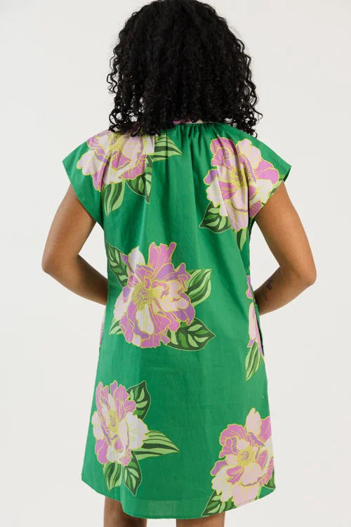 Garden Views Button Dress, Green OMFORT