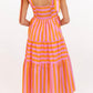 Good From The Start Orange Striped Midi Dress OMFORT