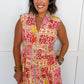 Best Selling Krissy Zip-up Midi Dress in Tropical Floral Patchwork OMFORT