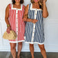 Boardwalk Stripe Button Mini Dress in Navy OMFORT