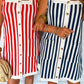 Boardwalk Stripe Button Mini Dress in Navy OMFORT