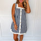Boardwalk Stripe Button Mini Dress in Navy OMFORT