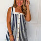 Boardwalk Stripe Button Mini Dress in Navy OMFORT