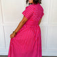Best Selling Krissy Zip-up Maxi Stripe Dress in Hot Pink Red Stripes OMFORT