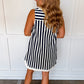 Boardwalk Stripe Button Mini Dress in Navy OMFORT