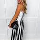 Midnight in Manhattan Stripe Midi Dress OMFORT
