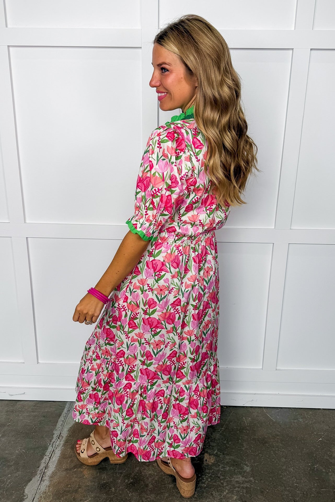 The Juliette Maxi Dress in Pink Mix Floral OMFORT