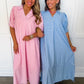 Picnic Perfect Gingham Midi Dress in Blue OMFORT