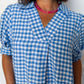 Picnic Perfect Gingham Midi Dress in Blue OMFORT