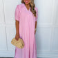 Picnic Perfect Gingham Midi Dress in Pink OMFORT