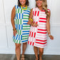 Fun Times Red & Pink Stripe Dress OMFORT