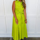 The Lily Button Down Belted Dress in Lime OMFORT