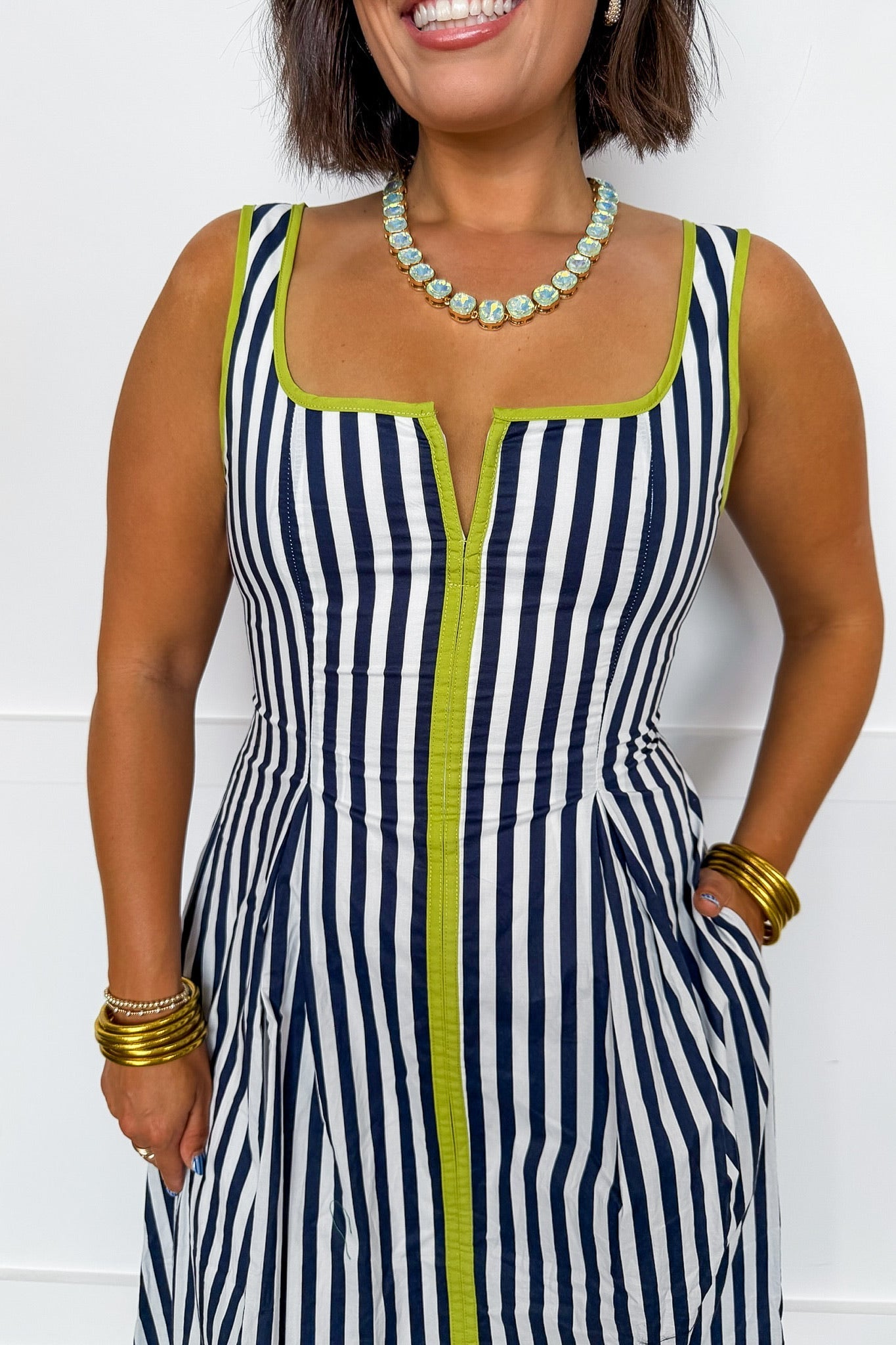 Just Feels Right Stripe Dress in Navy OMFORT