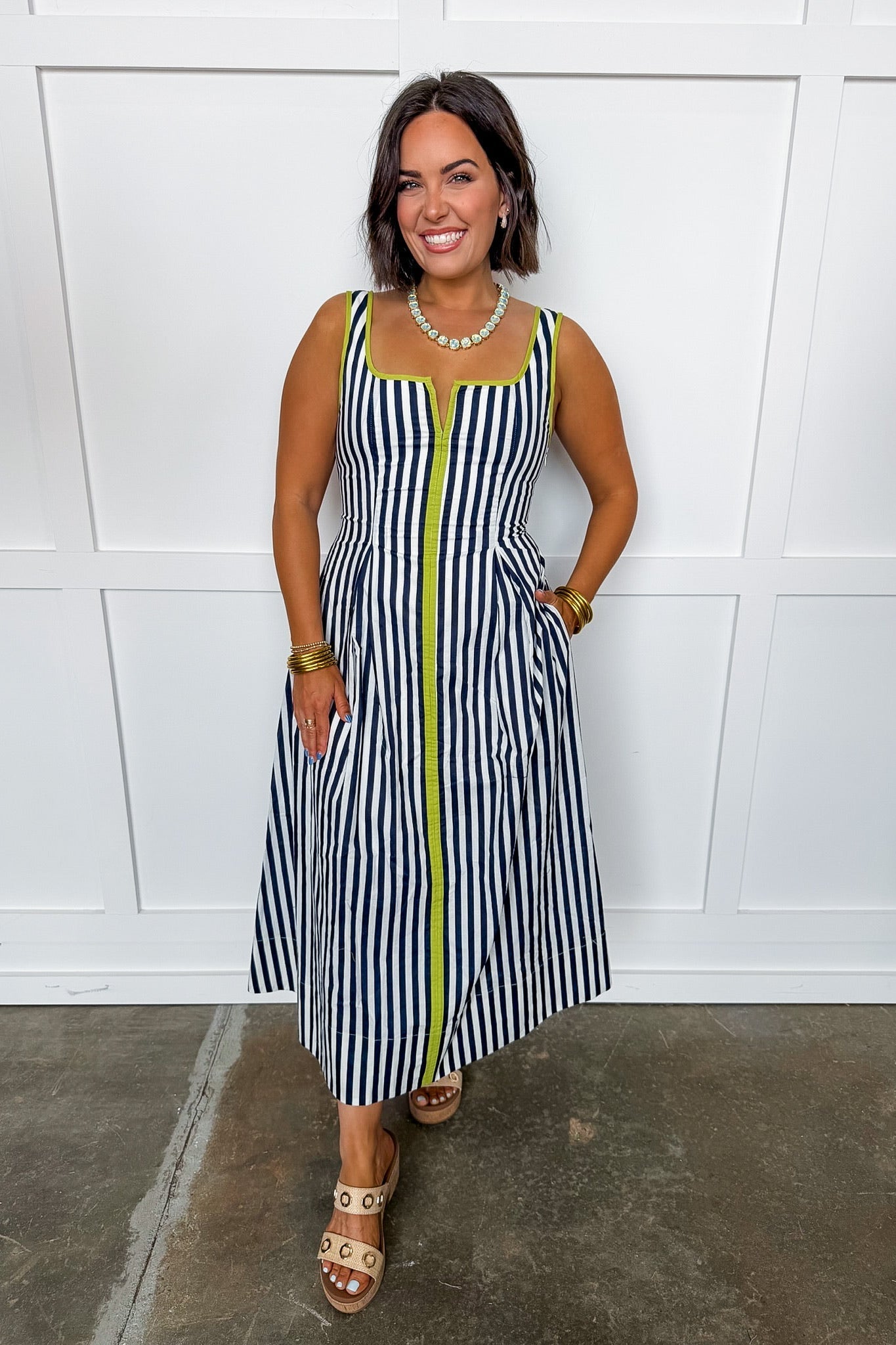 Just Feels Right Stripe Dress in Navy OMFORT