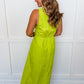 The Lily Button Down Belted Dress in Lime OMFORT