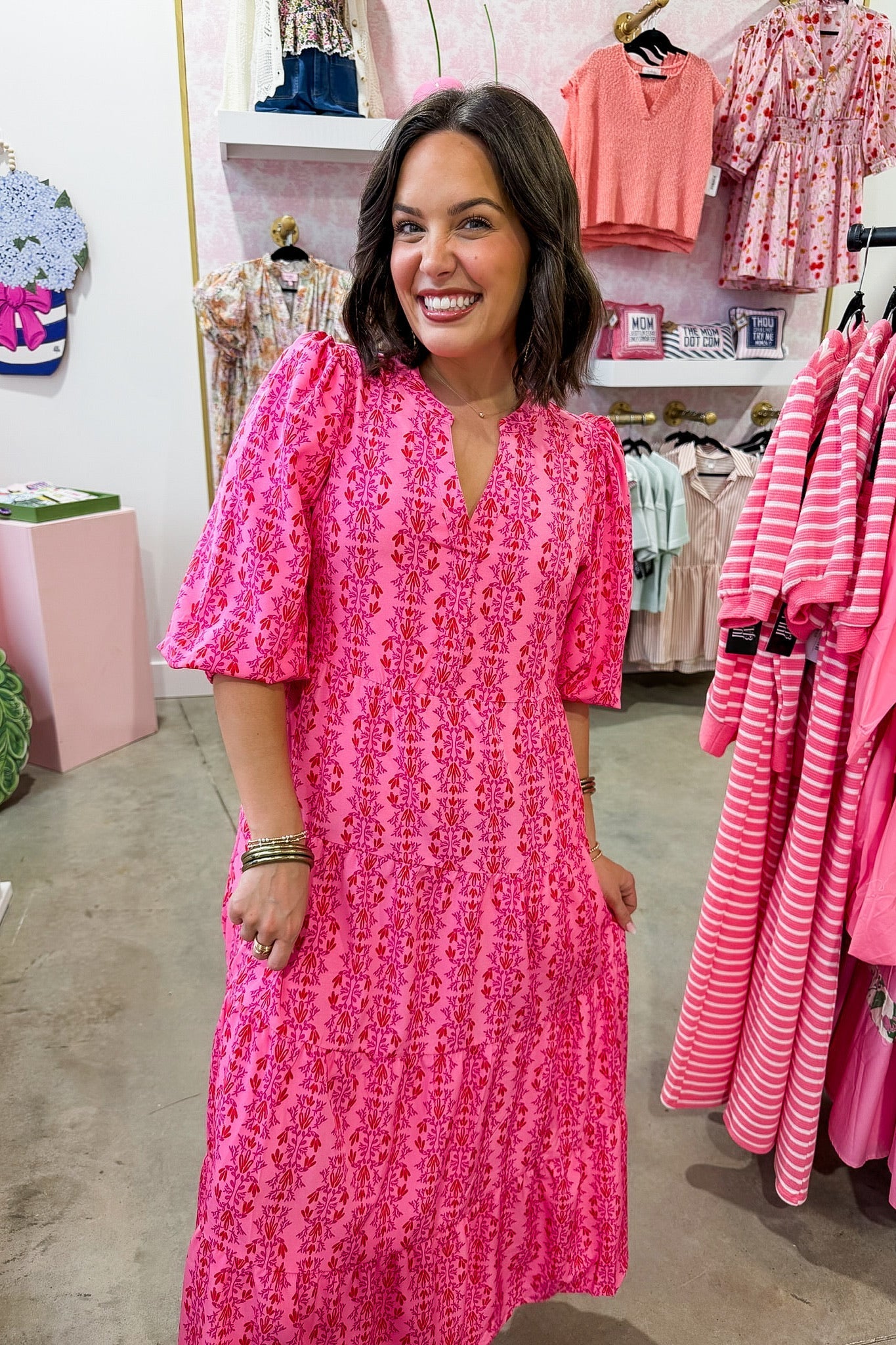 The Cameron Midi Dress in Heirloom Vine Pink by Mary Square OMFORT
