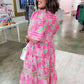 The Eloise Midi Dress in Trellis Tiles Pink by Mary Square OMFORT