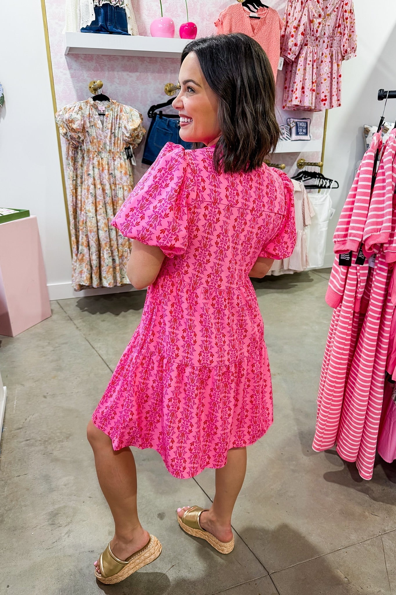 The Kinsley Mini Dress in Heirloom Vine Pink by Mary Square OMFORT