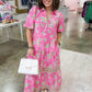 The Eloise Midi Dress in Trellis Tiles Pink by Mary Square OMFORT