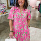 The Eloise Midi Dress in Trellis Tiles Pink by Mary Square OMFORT