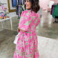 The Eloise Midi Dress in Trellis Tiles Pink by Mary Square OMFORT