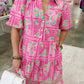 The Eloise Midi Dress in Trellis Tiles Pink by Mary Square OMFORT