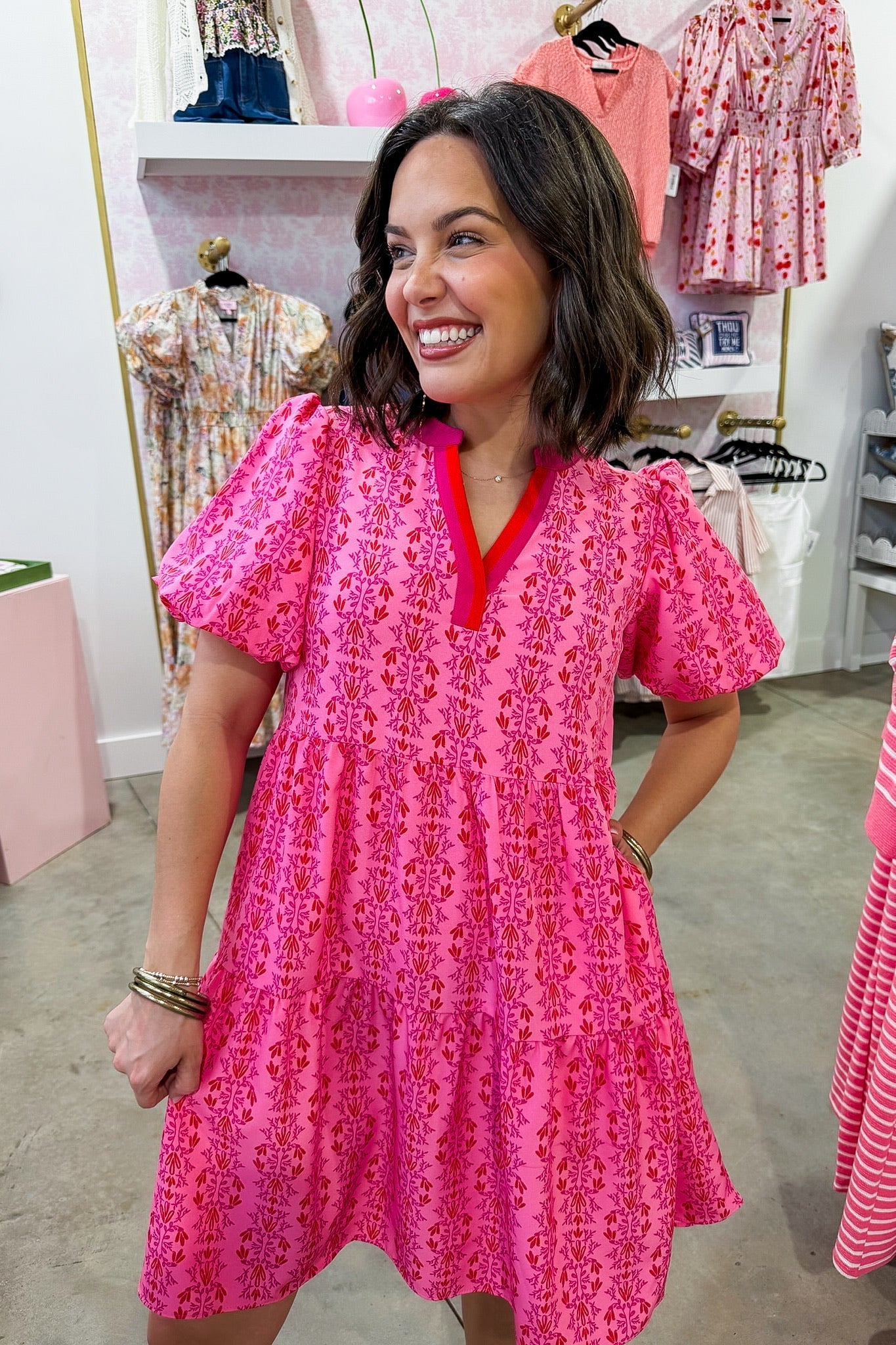 The Kinsley Mini Dress in Heirloom Vine Pink by Mary Square OMFORT