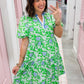 The Kinsley Mini Dress in Daisy Chain Green by Mary Square OMFORT