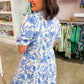 The Eloise Midi Dress in Porcelain Vines Blue by Mary Square OMFORT