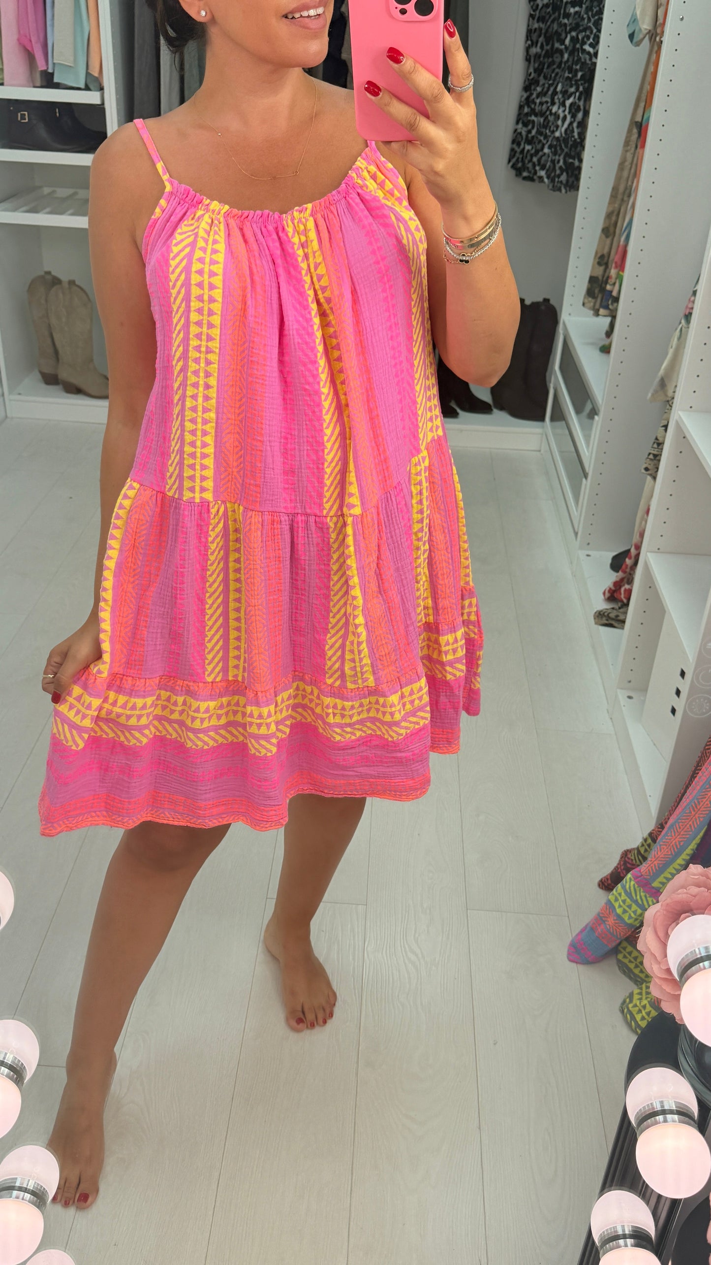 Denice Abstract Print Cheesecloth Midi Dress mysite