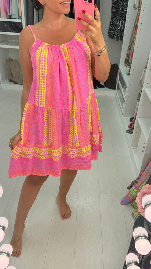 Denice Abstract Print Cheesecloth Midi Dress mysite