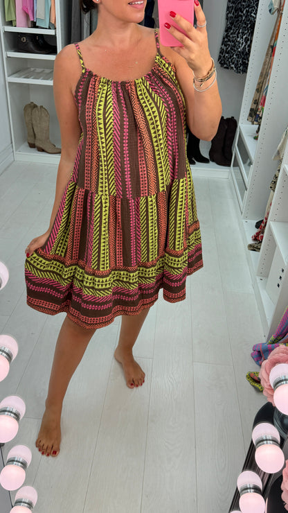Denice Abstract Print Cheesecloth Midi Dress mysite
