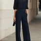 Black Chiffon Top And Wide Leg Pants Three Piece Set omfort