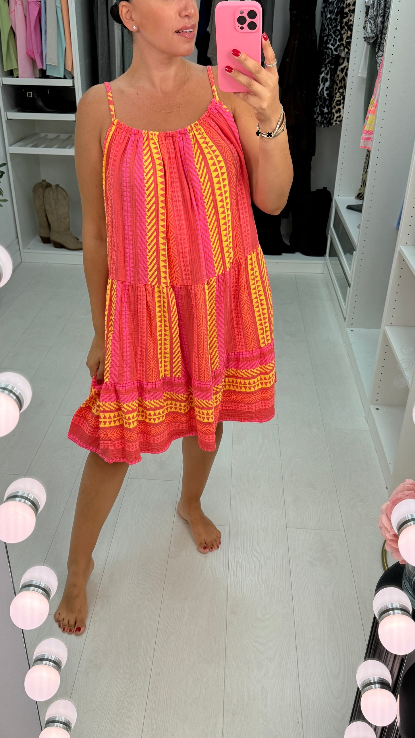 Denice Abstract Print Cheesecloth Midi Dress mysite