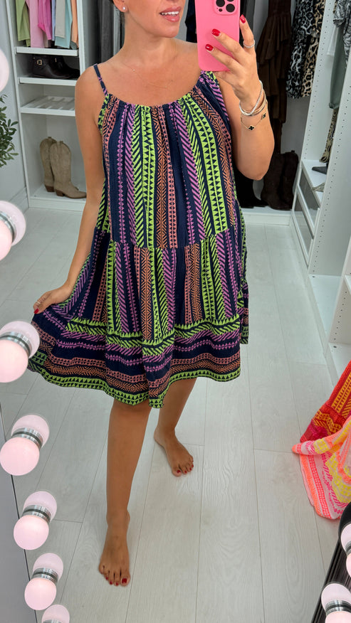 Denice Abstract Print Cheesecloth Midi Dress mysite