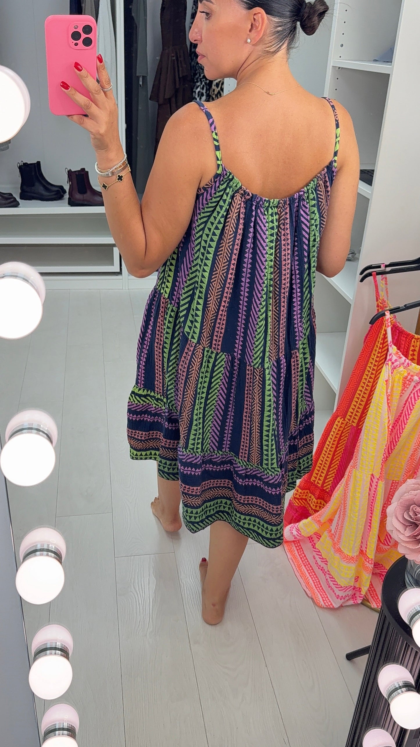 Denice Abstract Print Cheesecloth Midi Dress mysite