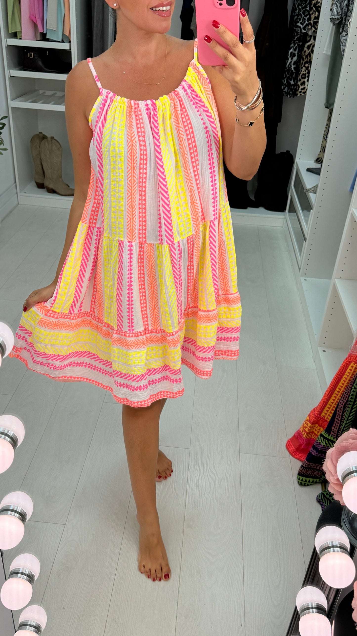 Denice Abstract Print Cheesecloth Midi Dress mysite