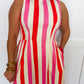 Bubblegum Breeze Stripe Midi Dress OMFORT