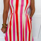 Bubblegum Breeze Stripe Midi Dress OMFORT
