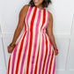 Bubblegum Breeze Stripe Midi Dress OMFORT