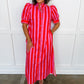 Stripe Me Pretty Midi Dress in Pink & Red OMFORT