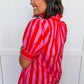 Stripe Me Pretty Midi Dress in Pink & Red OMFORT