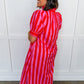 Stripe Me Pretty Midi Dress in Pink & Red OMFORT