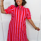 Stripe Me Pretty Midi Dress in Pink & Red OMFORT