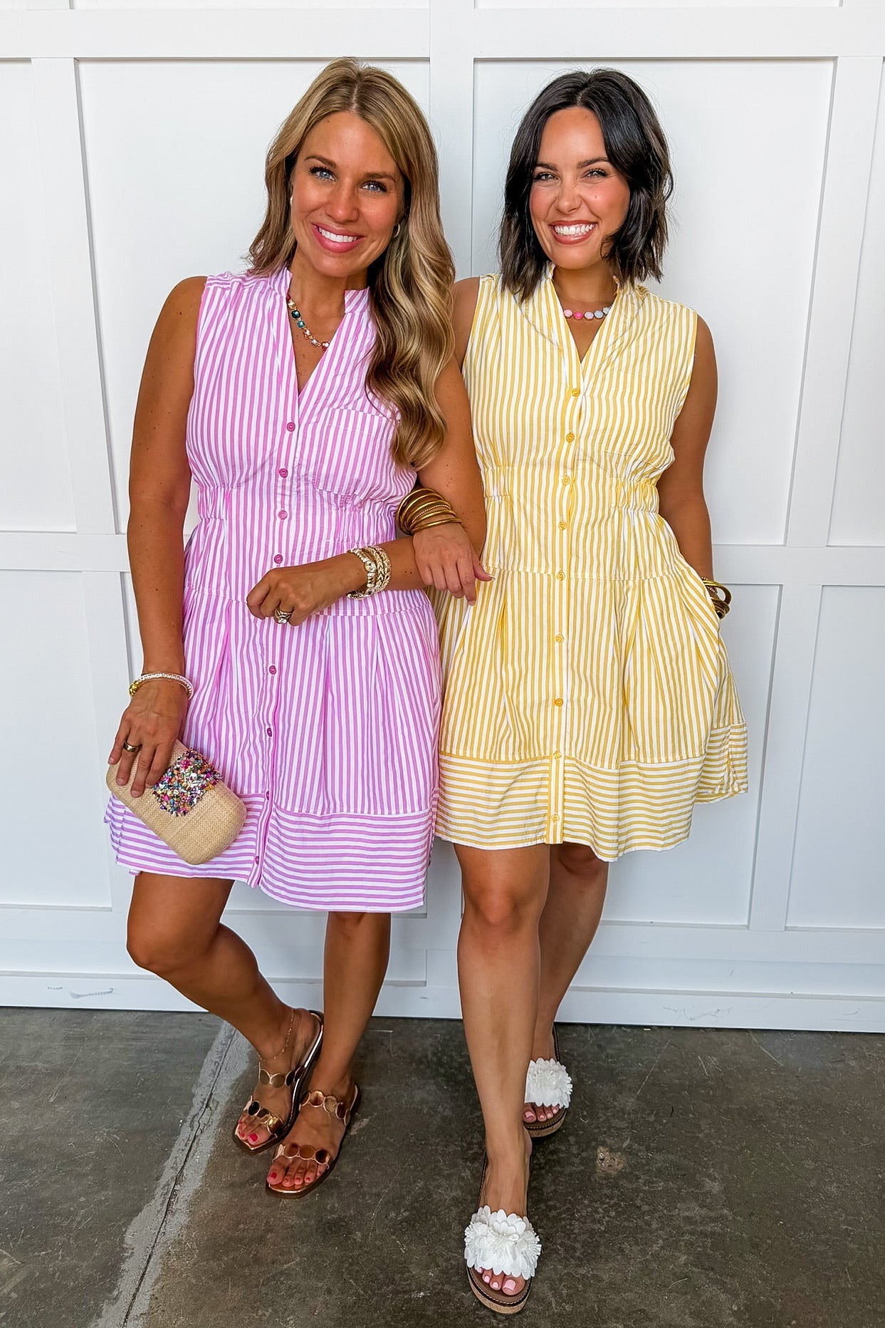 Better Days Pin Stripe Dress in Lemon OMFORT