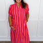 Stripe Me Pretty Midi Dress in Pink & Red OMFORT