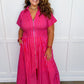 Best Selling Krissy Zip-up Maxi Stripe Dress in Hot Pink Red Stripes OMFORT