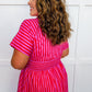 Best Selling Krissy Zip-up Maxi Stripe Dress in Hot Pink Red Stripes OMFORT
