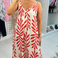 Emmeline Leaf Print Loose Fit Strappy Dress OMFORT